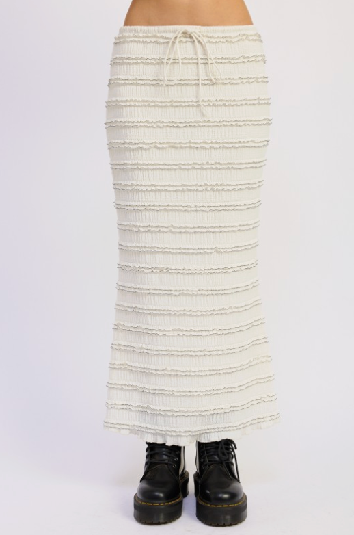 Low Rise Ruffle Maxi Skirt