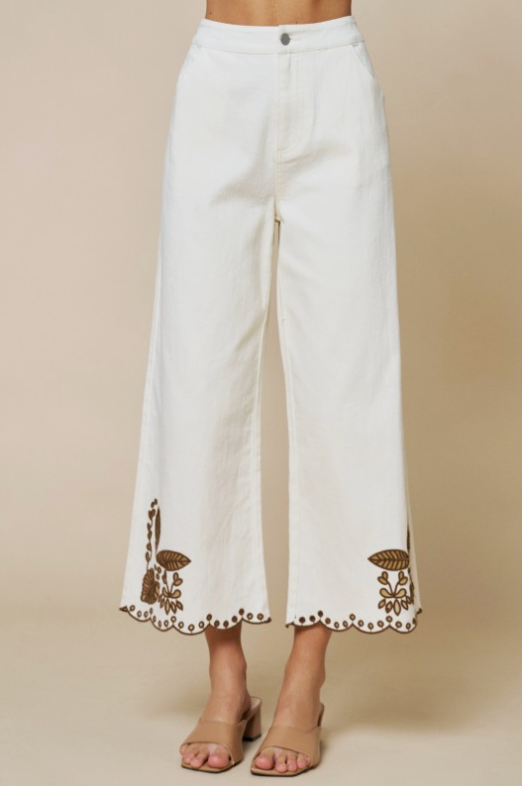 Embroidered Straight Leg Jeans