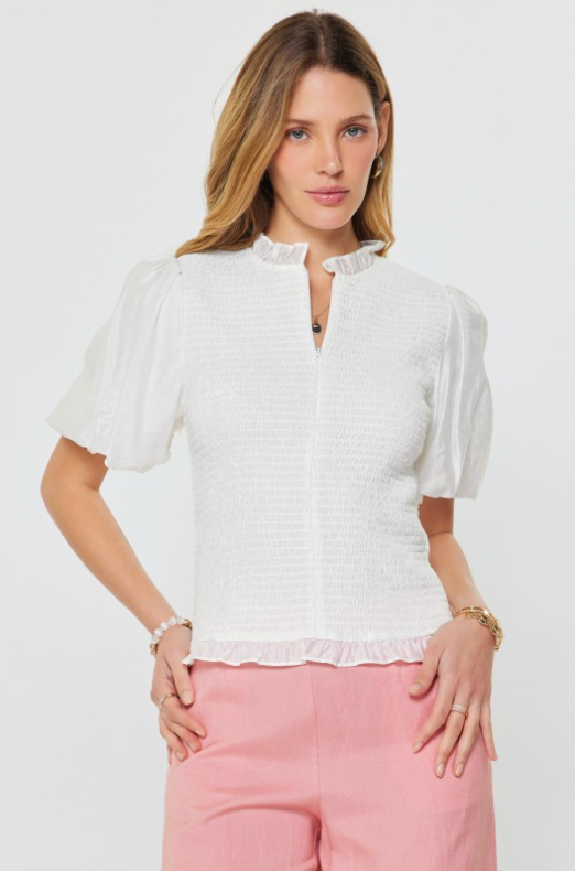 Puff Sleeve Smocked Top