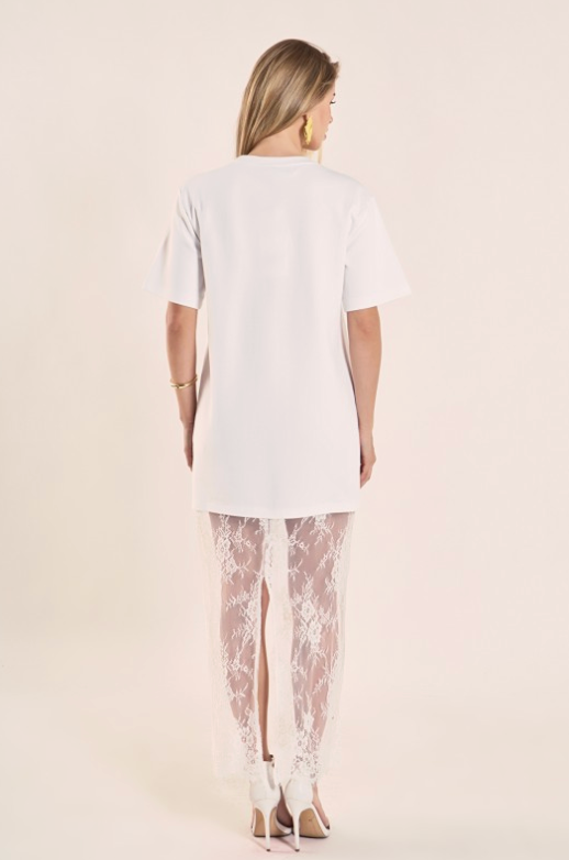 Mix Media T-shirt Lace Dress