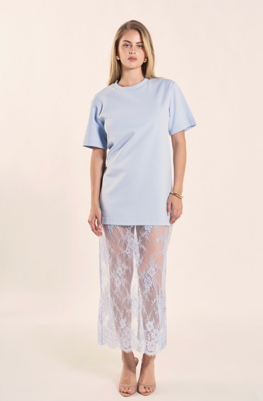 Mix Media T-shirt Lace Dress
