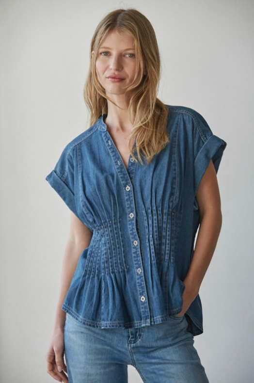 Monaco Denim Peplum Top