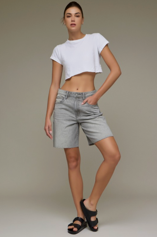 Light Grey Low Slung 8in Inseam Bermuda Shorts