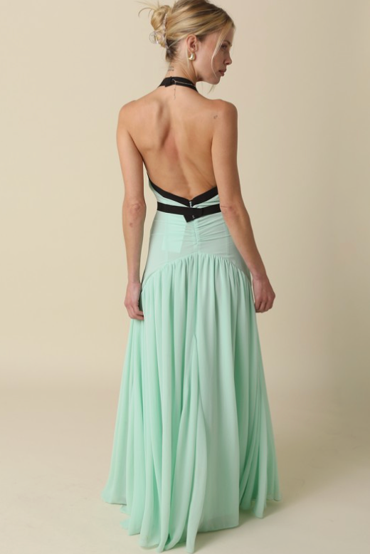 Evelyn Contrast Ribbon Maxi Dress