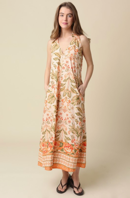 Elena Printed Sleeveless Maxi Dress