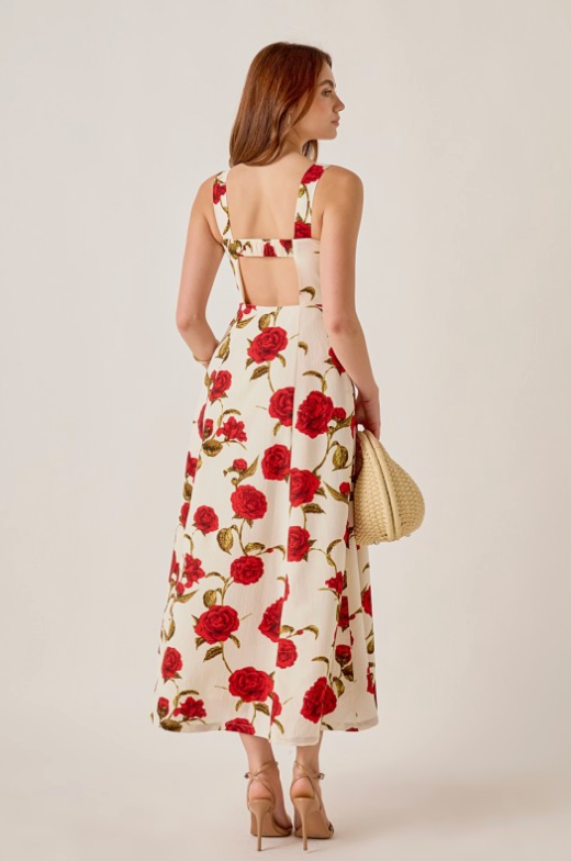 Rose Print Maxi Dress