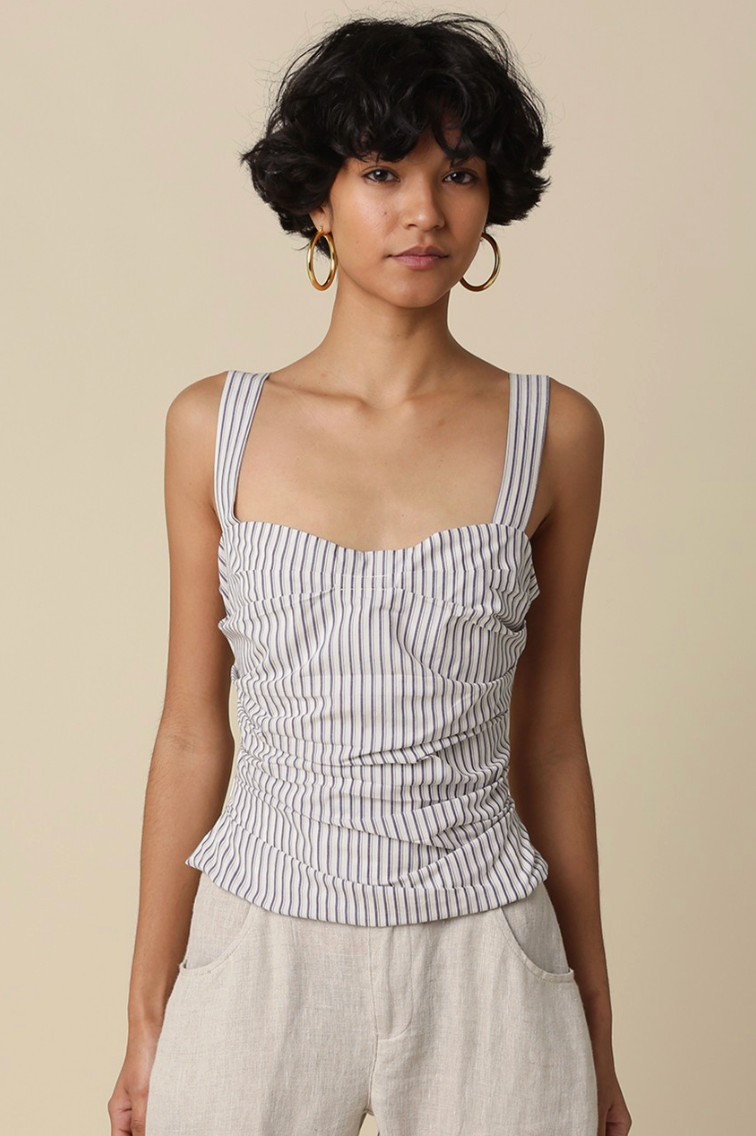 Judith Striped Ruched Corset Tank