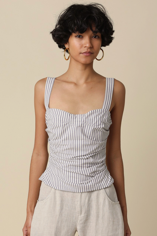 Judith Striped Ruched Corset Tank