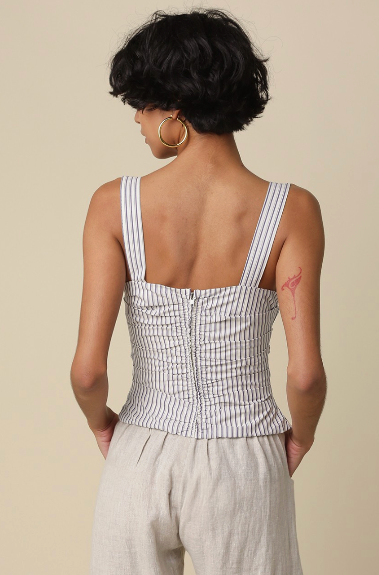 Judith Striped Ruched Corset Tank