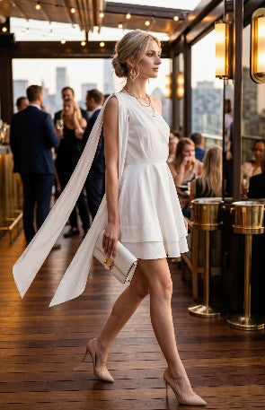 One Shoulder Draped Mini Dress