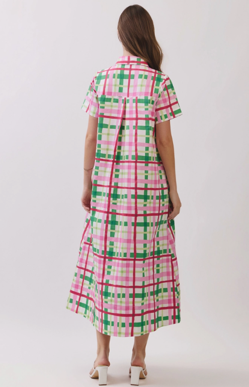 Plaid Button Down Midi Dress