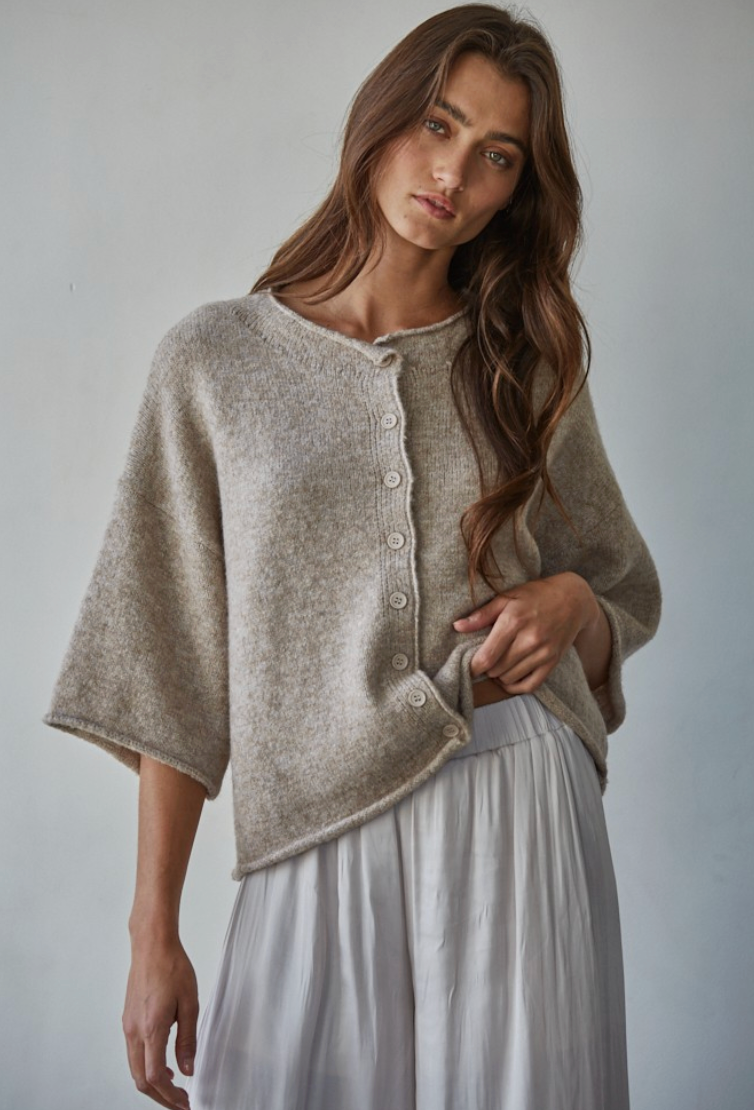 Kelsey Solid Quarter Sleeve Cardigan