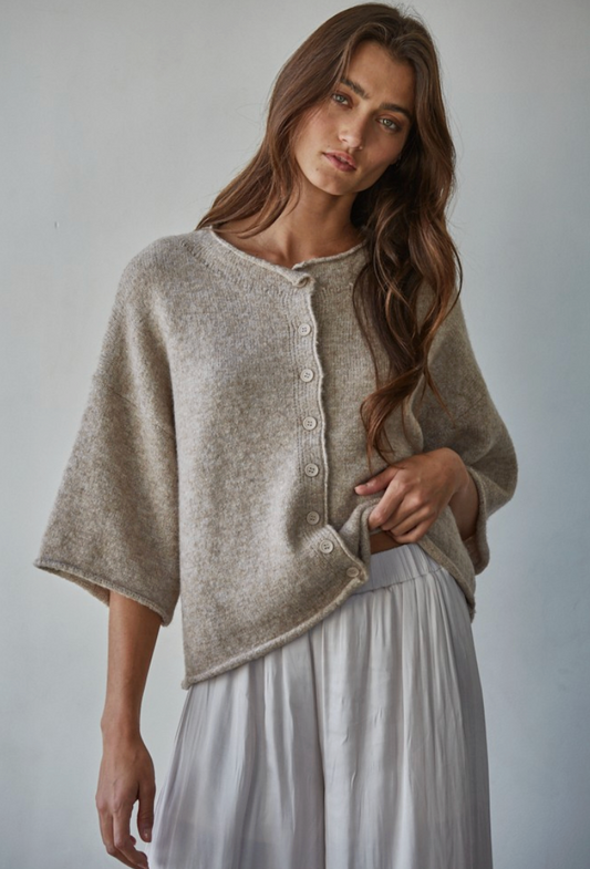 Kelsey Solid Quarter Sleeve Cardigan