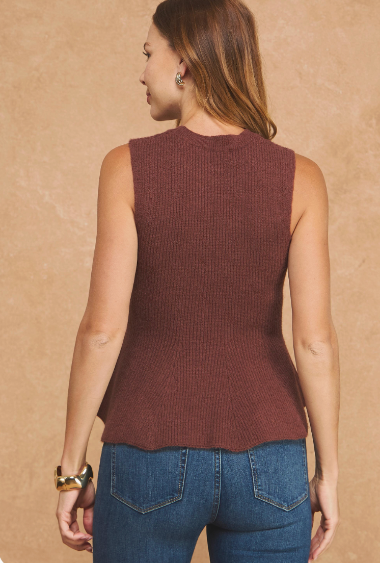 Sleeveless Cable Knit Peplum Sweater Top