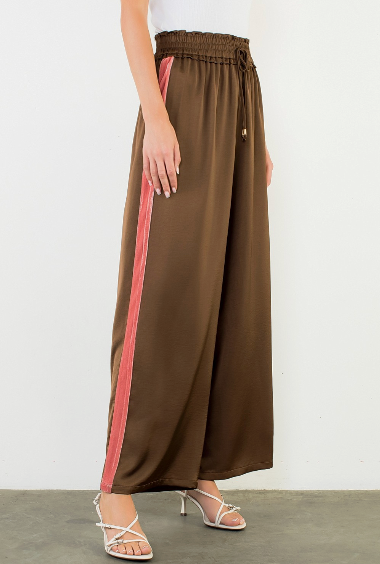 Drawstring Pants With Velvet Details