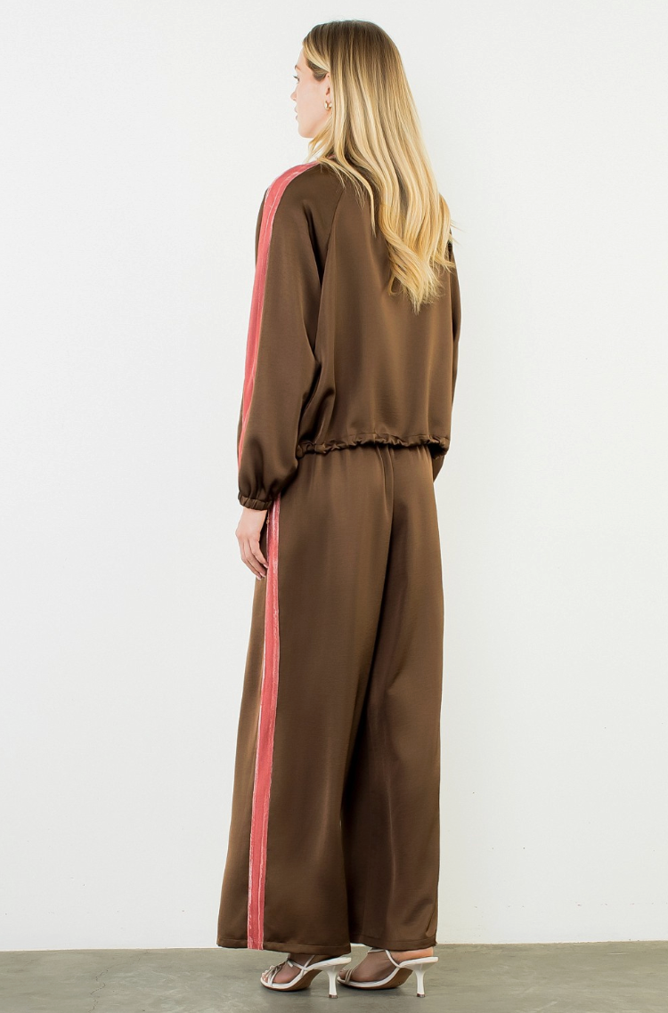Drawstring Pants With Velvet Details