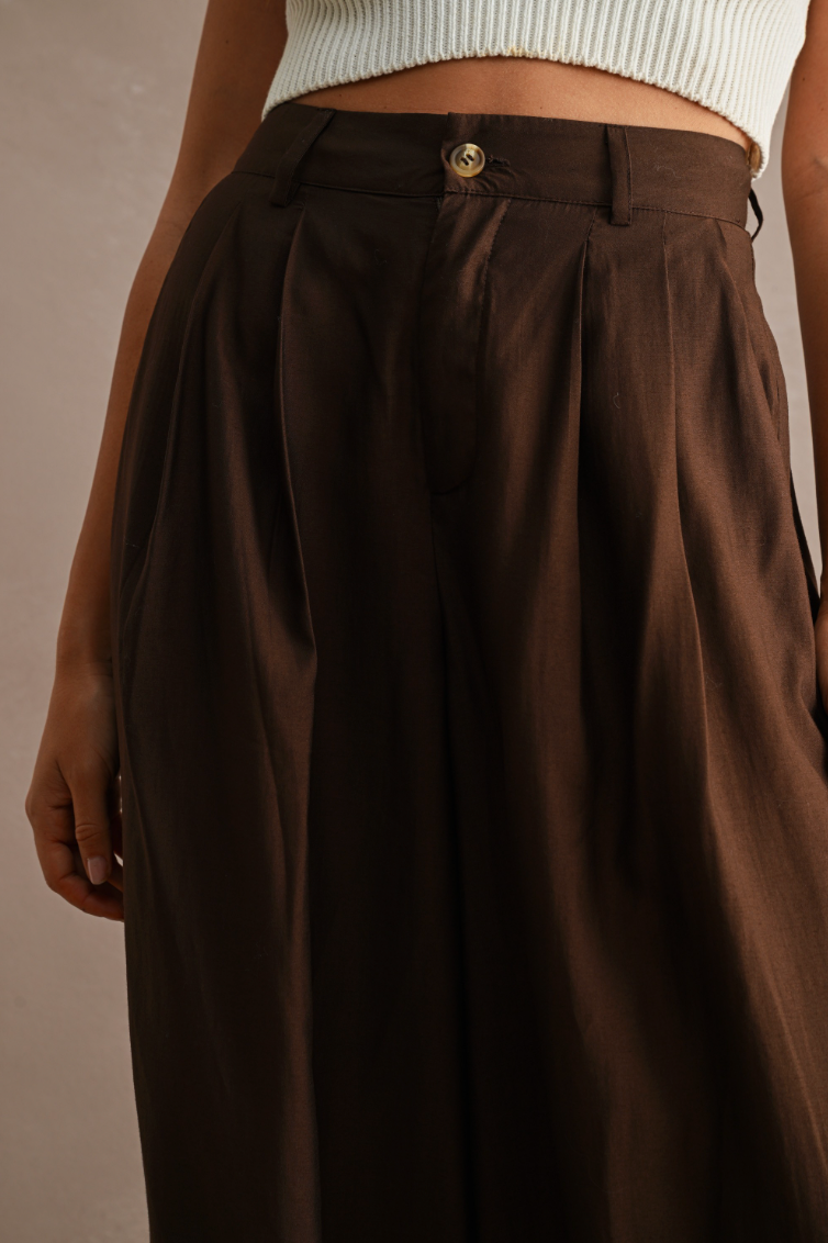 Solid High-waisted Pleated Elasticized Ankle Balloon Pants