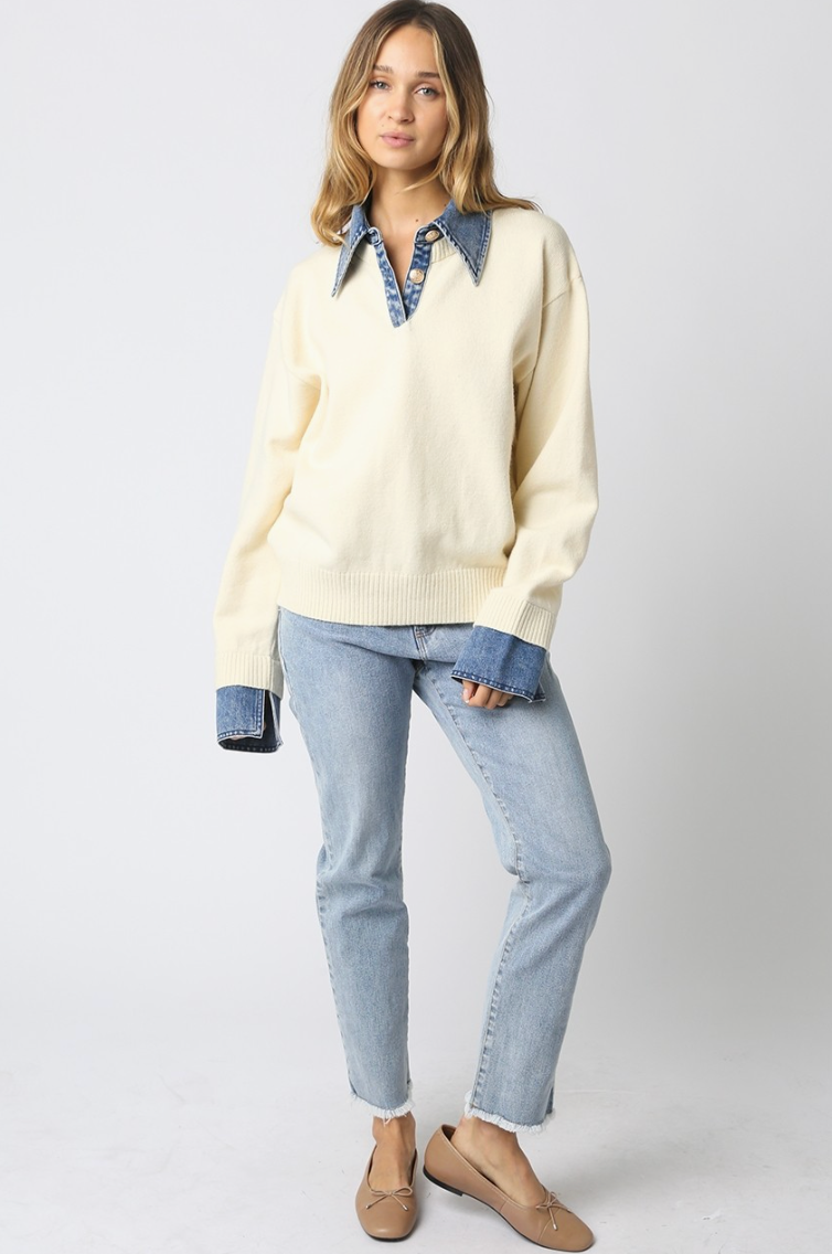 Emely Contrast Knit Sweater