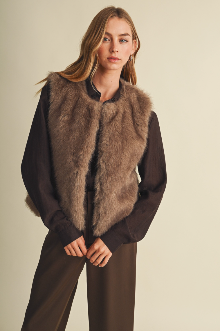 High-pile Faux Fur Layering Vest