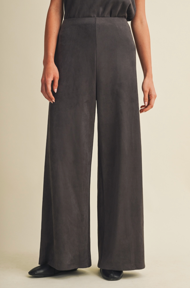 Wide-leg Sueded Knit Trousers