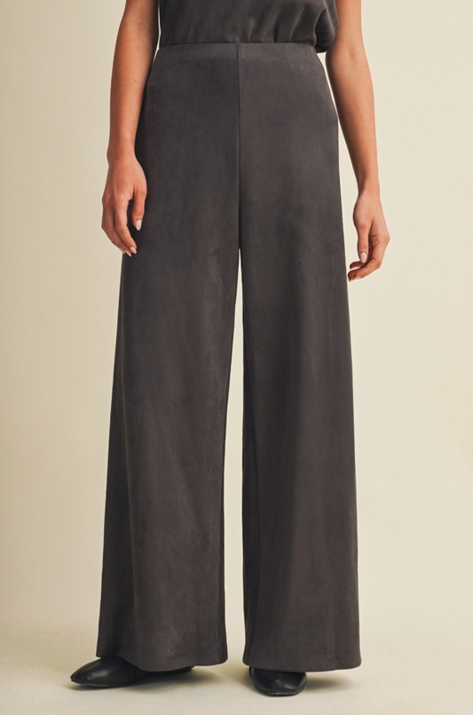 Wide-leg Sueded Knit Trousers