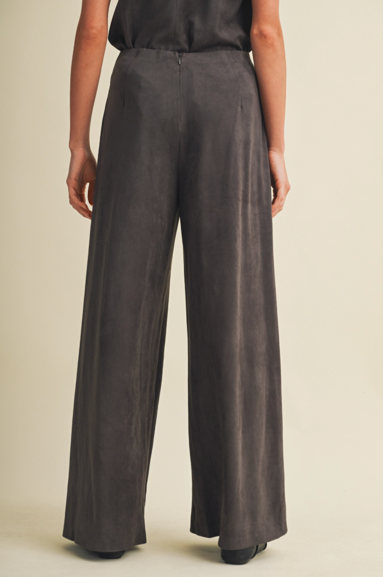 Wide-leg Sueded Knit Trousers