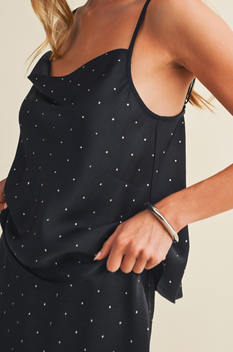 Cowl Neck Polka Dot Satin Camisole