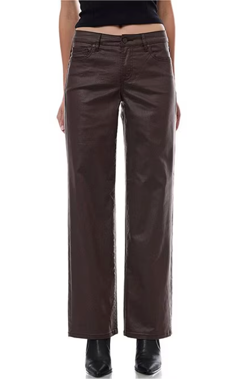 Hidden Ella Classic Straight High Rise Jean - Coated Brown