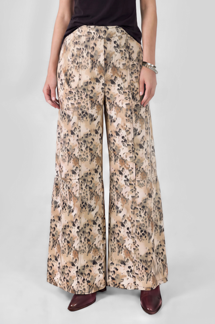 Leopard Tiered Wide Leg Palazzo Pants
