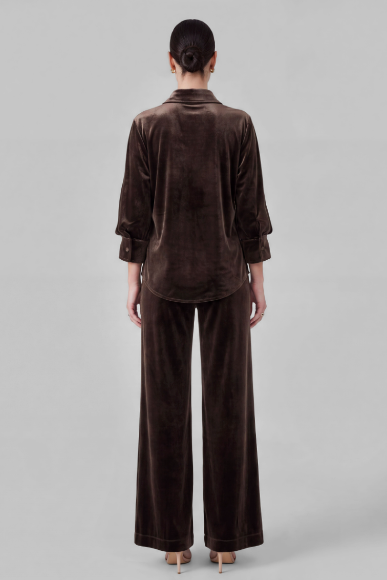 Velvet 3/4 Sleeve Button Down Shirt