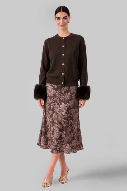 Fur Cuffs Soft Knit Cardigan