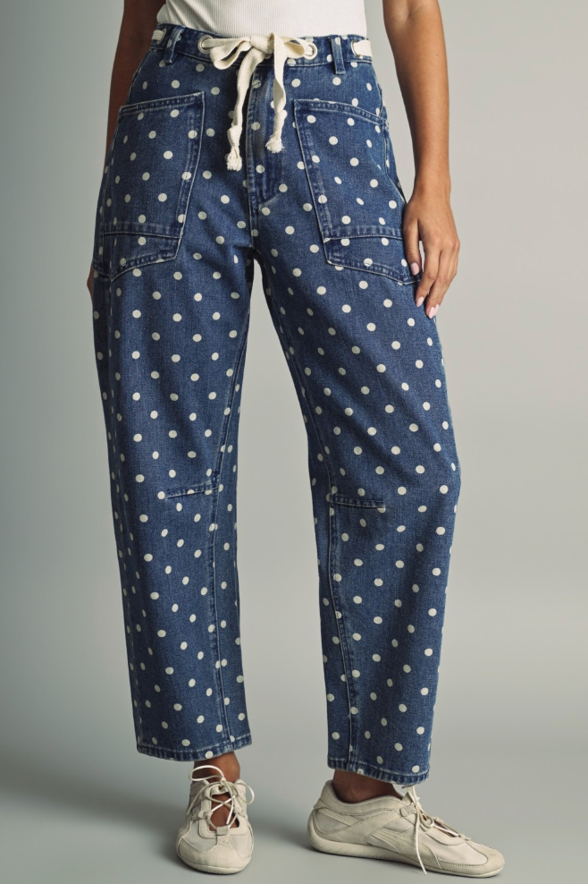 Polka Dot Print Barrel Pants