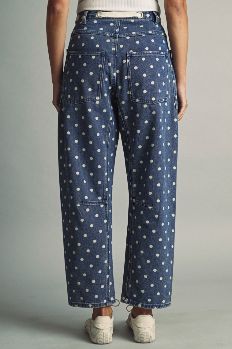 Polka Dot Print Barrel Pants