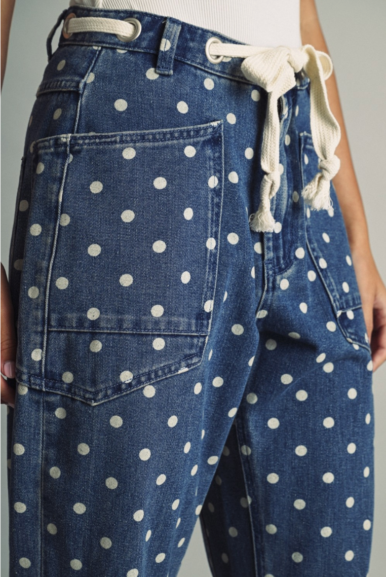 Polka Dot Print Barrel Pants