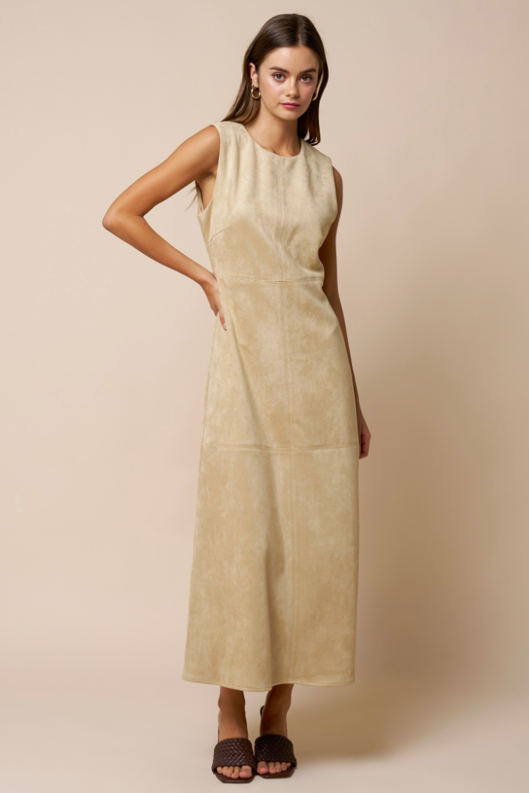 Suede Sleevless Maxi Dress