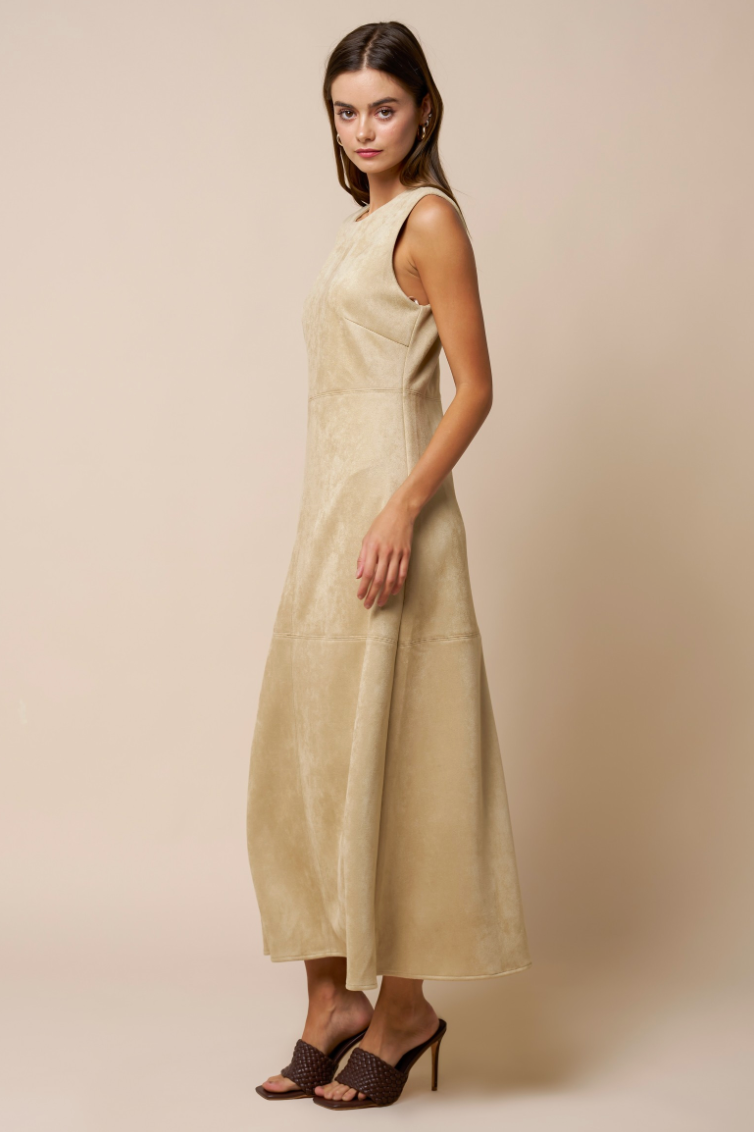 Suede Sleevless Maxi Dress
