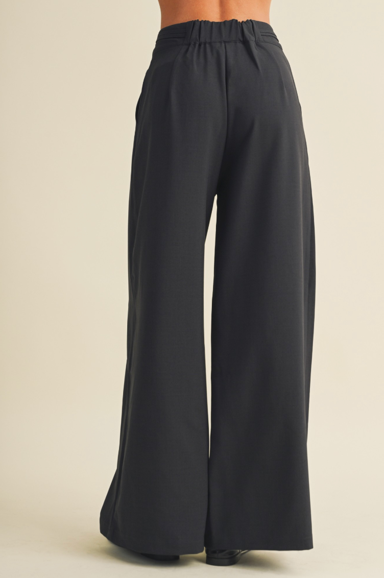 Asymmetric Tie-waist Wide-leg Trousers
