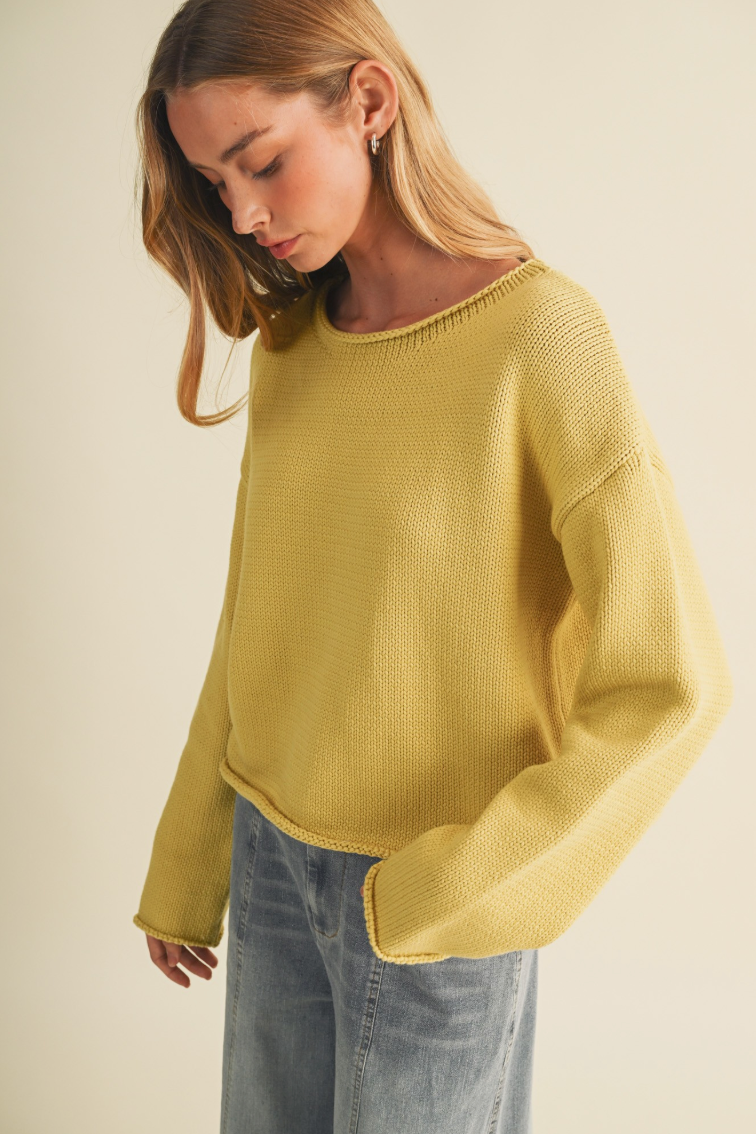 Bateau Neck Dropped Shoulder Sweater