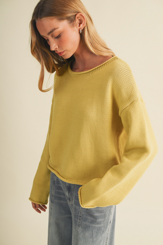 Bateau Neck Dropped Shoulder Sweater