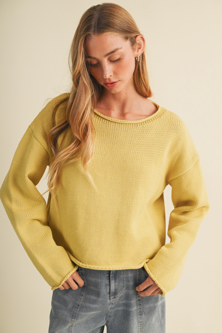 Bateau Neck Dropped Shoulder Sweater