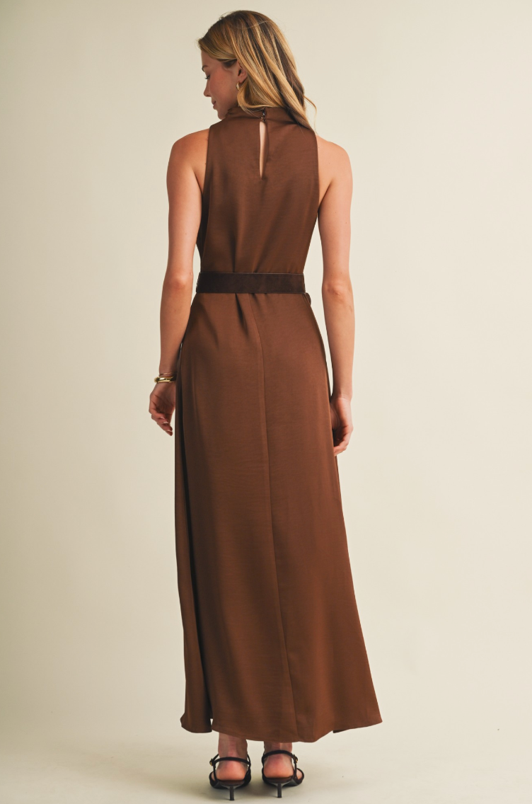 Draped Cowl-neck Floor-length Dress