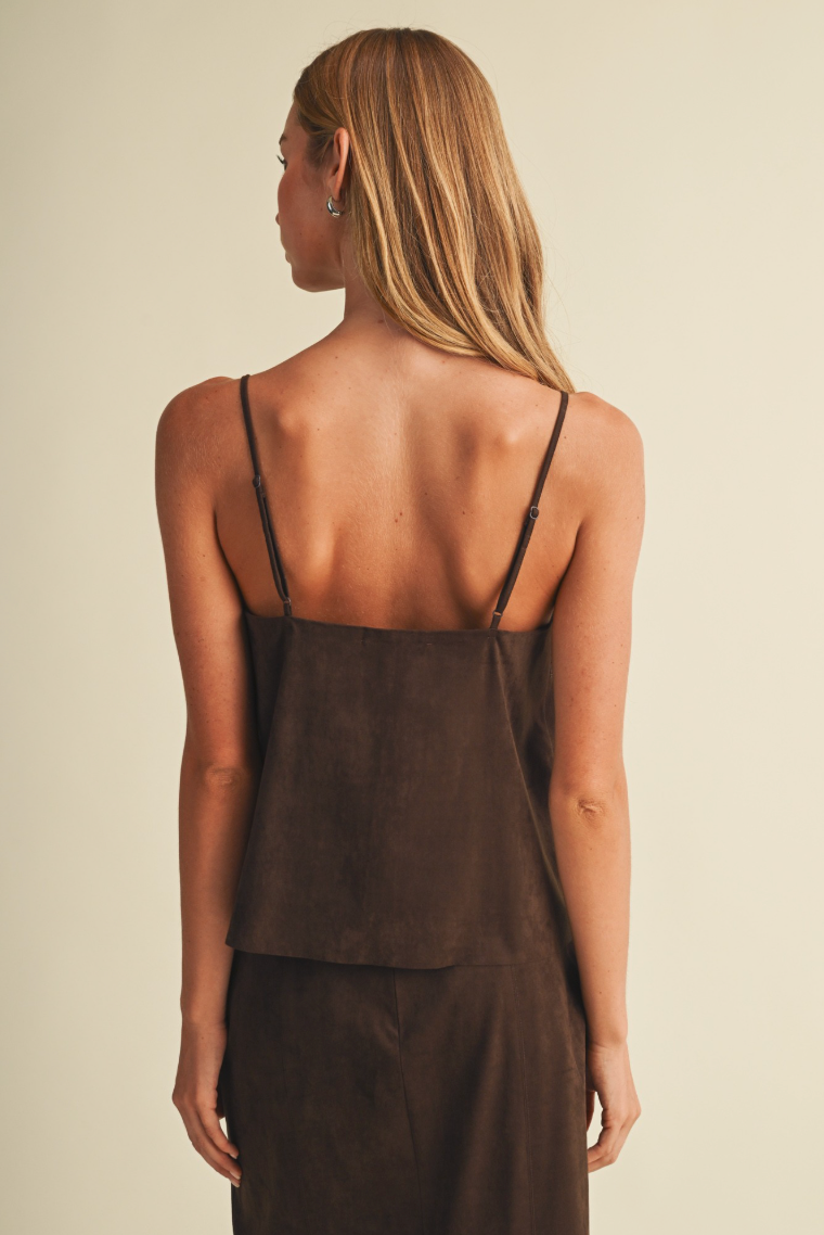 Lace-trim V-neck Suede Camisole