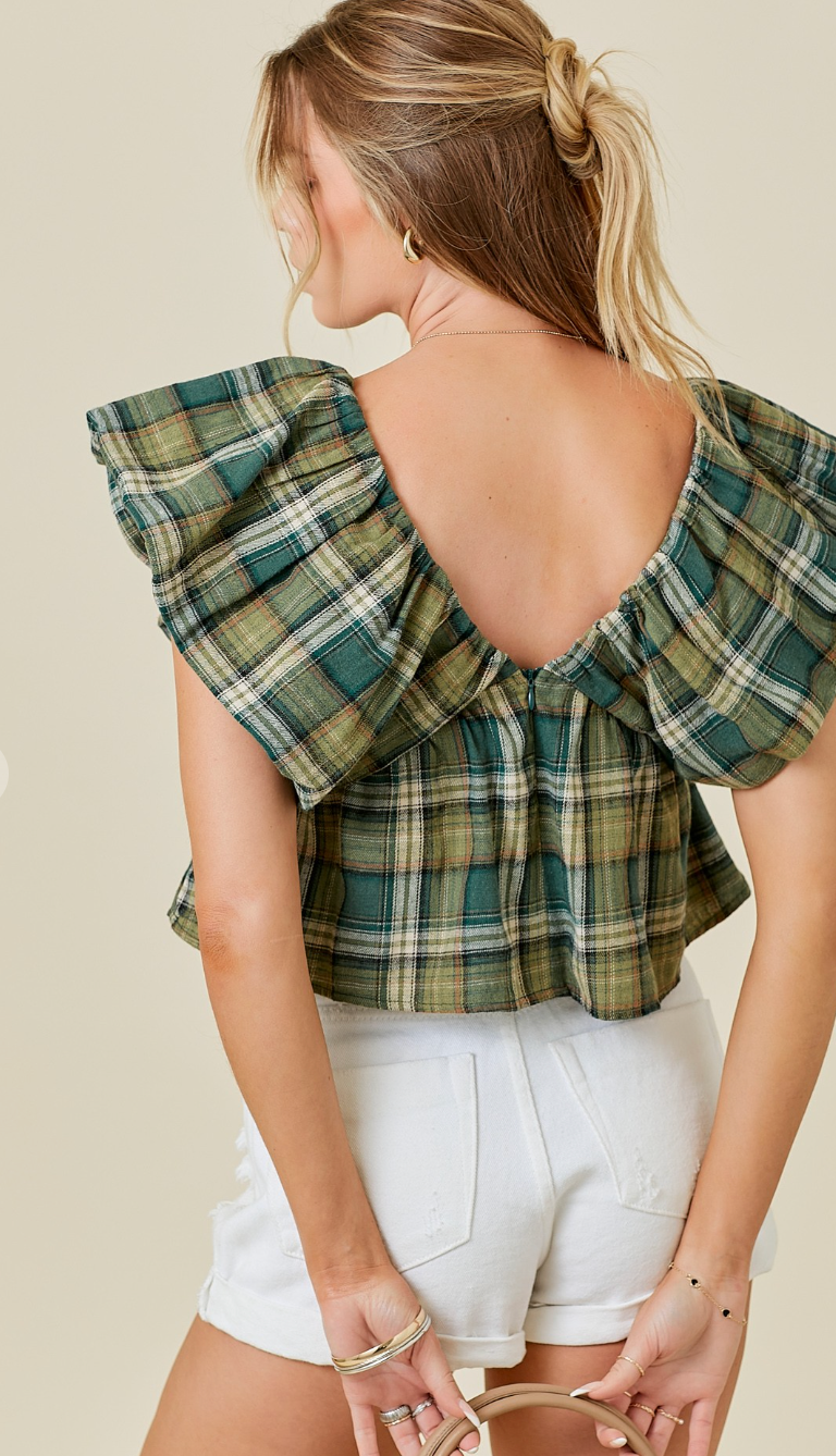 V-Neck Ruffle Babydoll Top