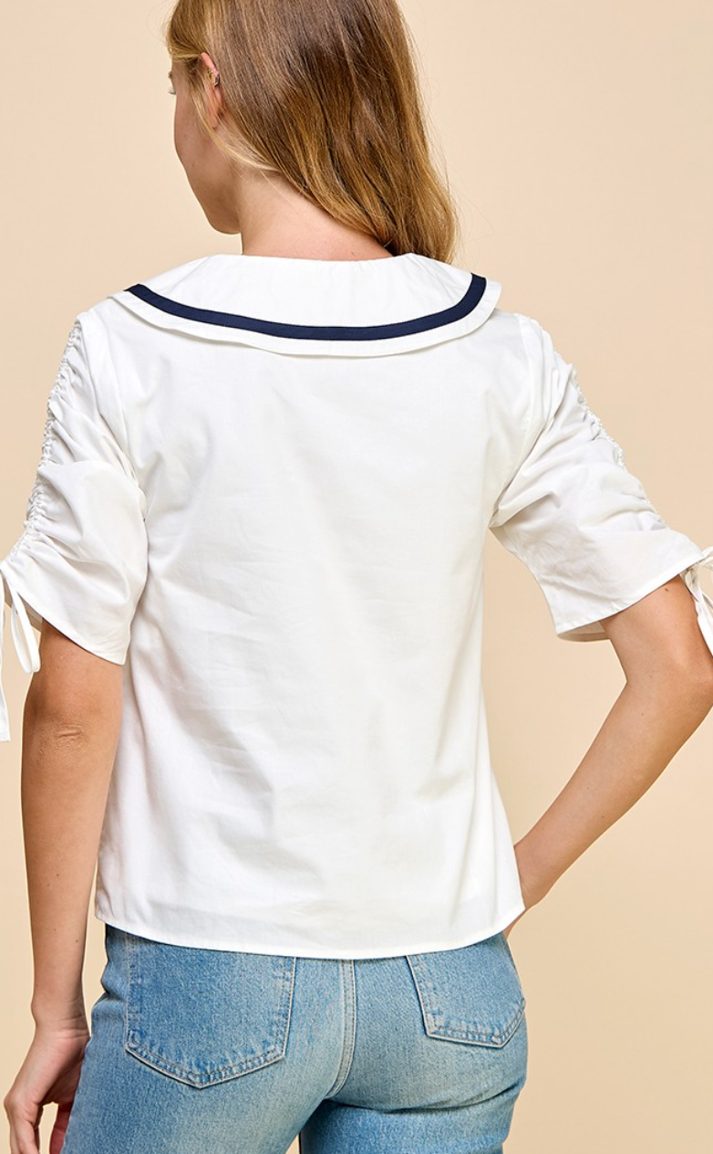 Square Neckline Button Down Top