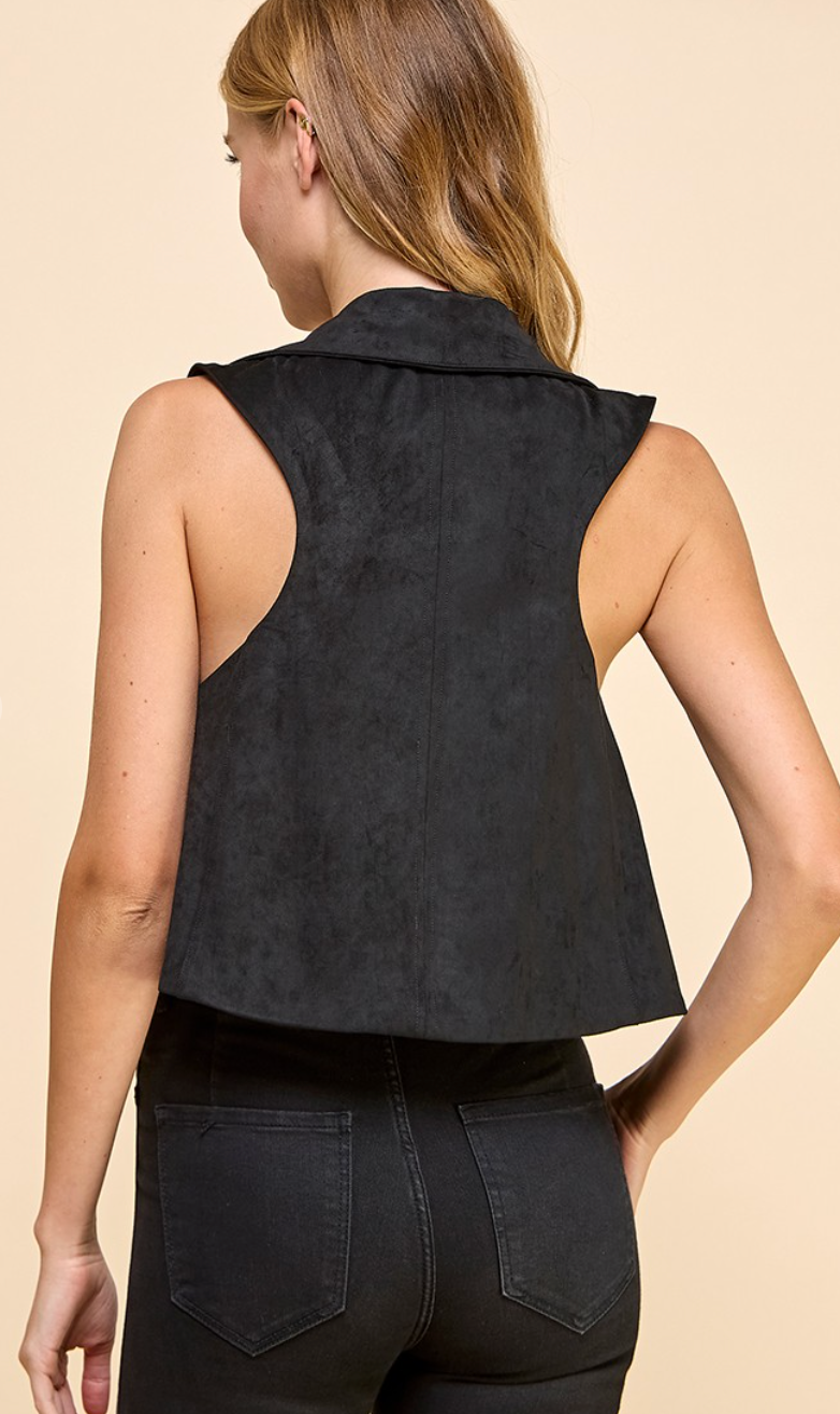 Suede V-Neck Vest