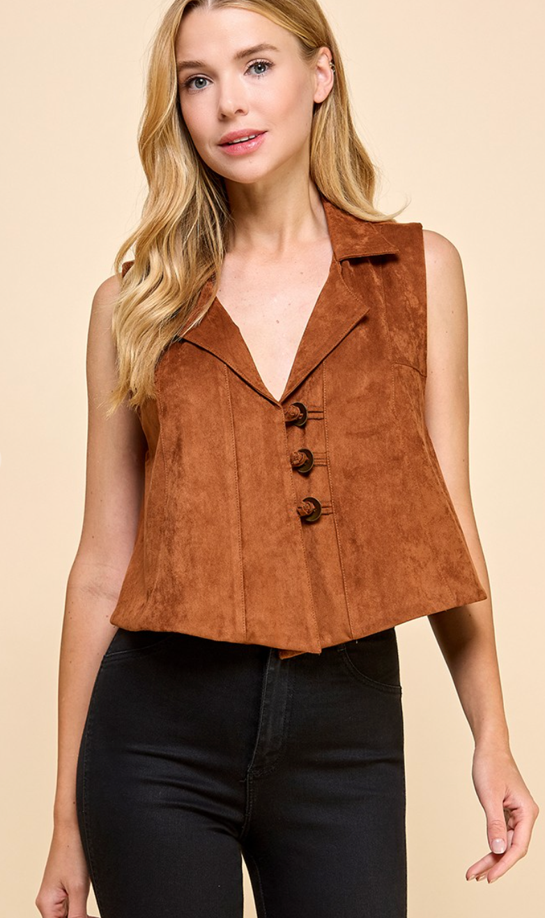 Suede V-Neck Vest