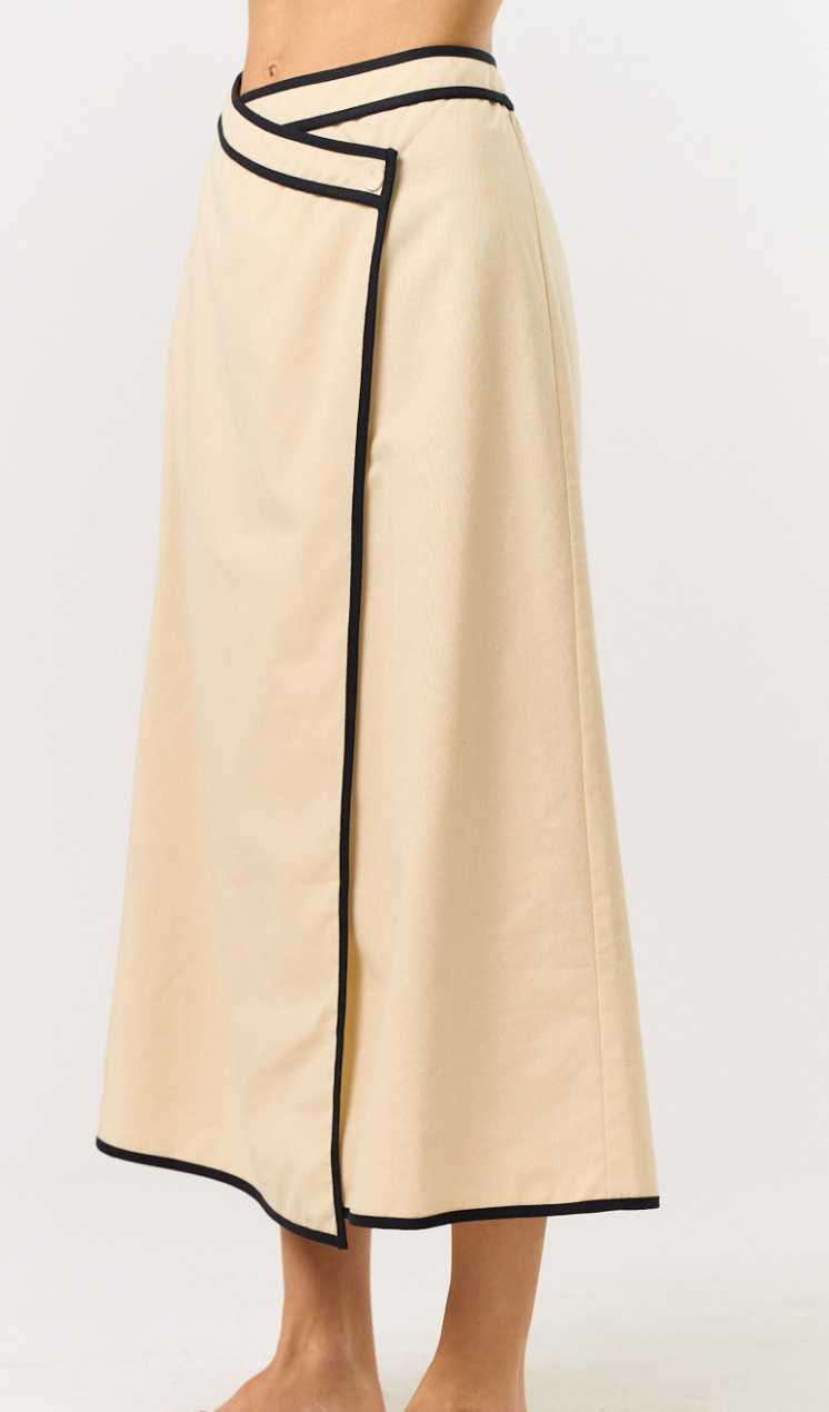 Maxi Wrap Skirt With Contrast Detail (Set)