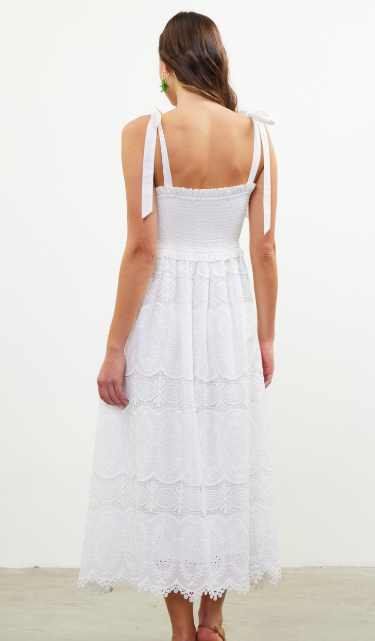 Tie Shoulder Lace Midi Dress Charming Oaks Tie Shoulder Lace Midi Dress Charming Oaks