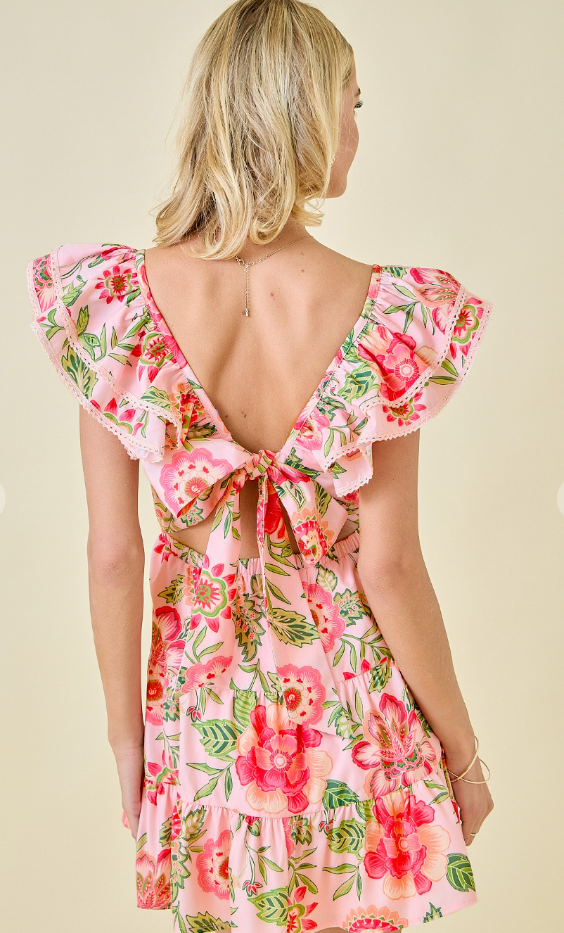 Ruffle Floral Mini Dress