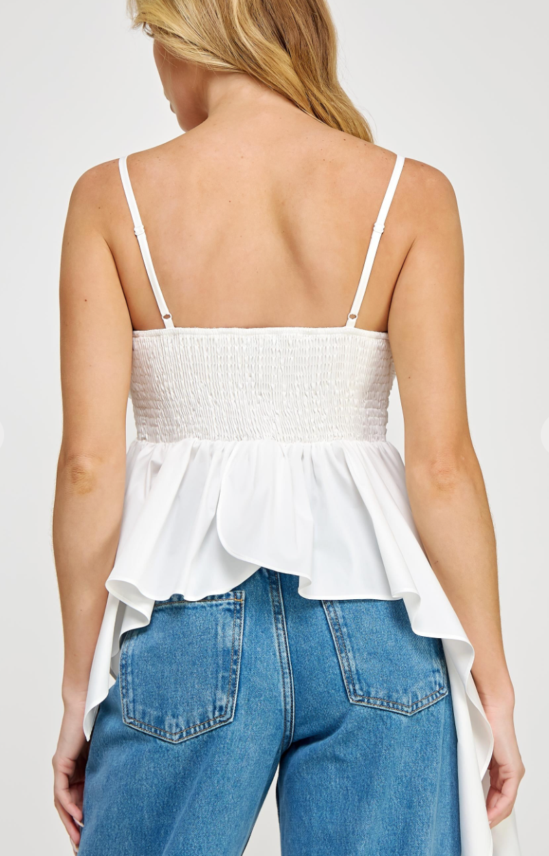 Twist Detail Ruffle Tank Top